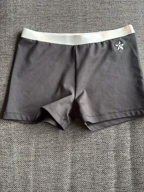 Women's Black Athletic Shorts with Silver Waistband